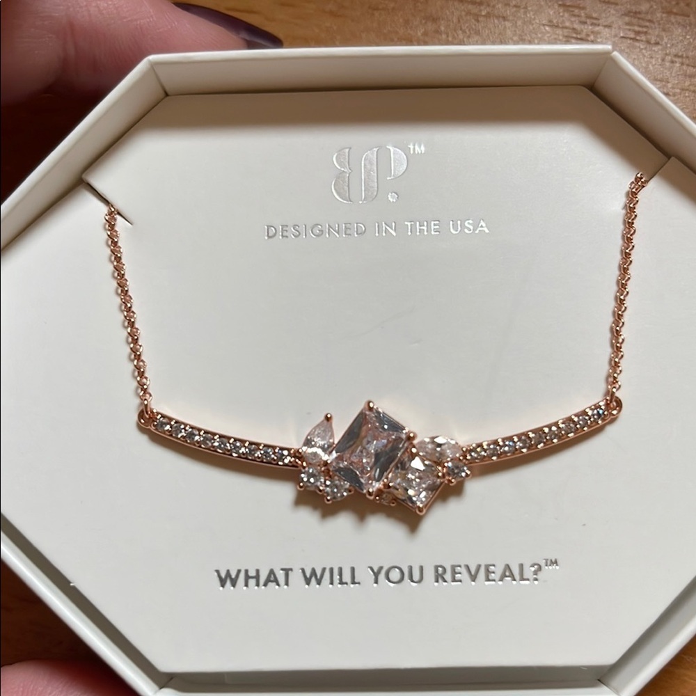 BP APRIL 2025 Rose Gold Necklace with Diamond Cubic Zirconia Crystals